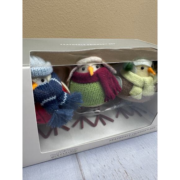 3pk Wondershop Winter Weather Featherly Friends Fabric Figurines New - Picture 4 of 10